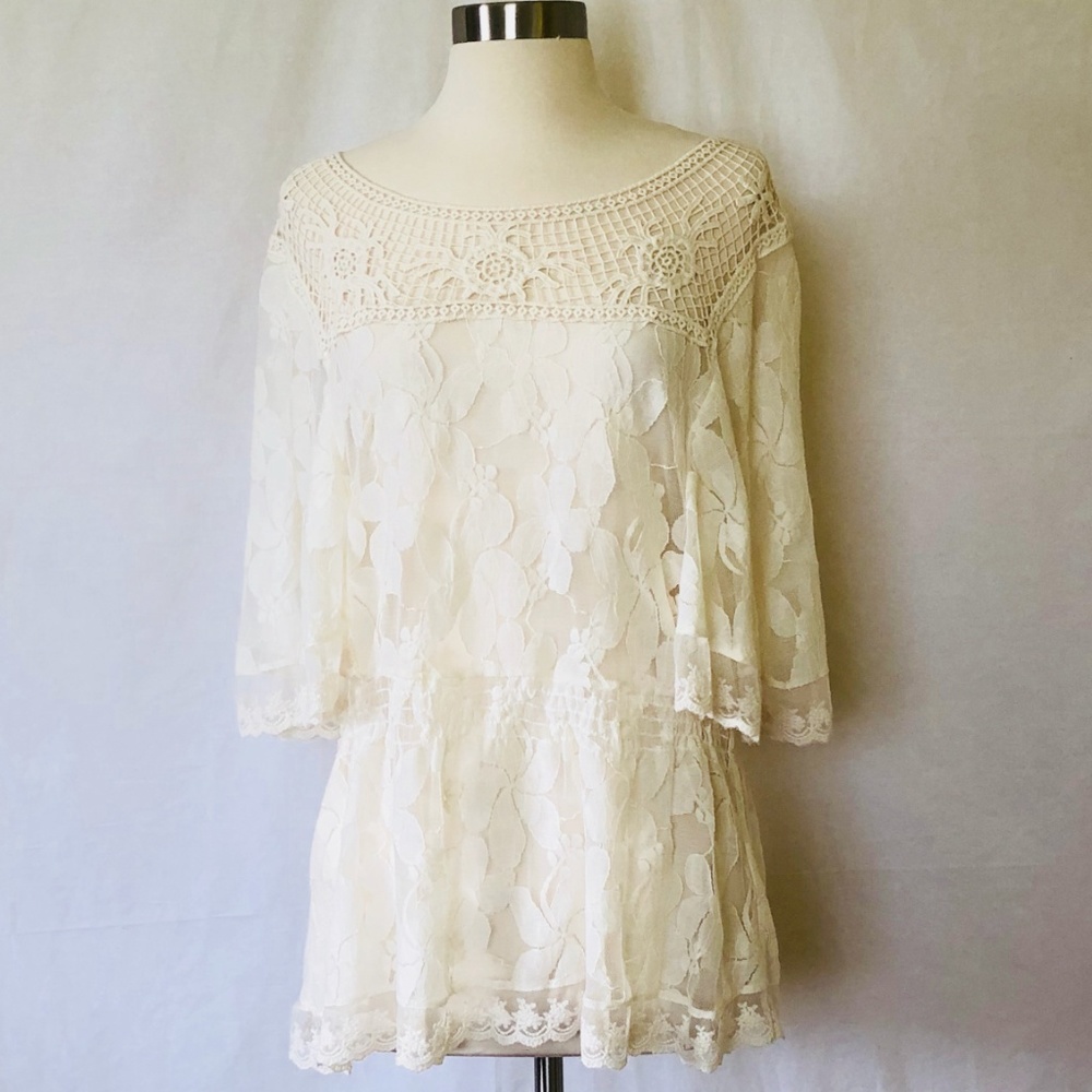 Endless Designs Lace and Crochet Cream Tunic